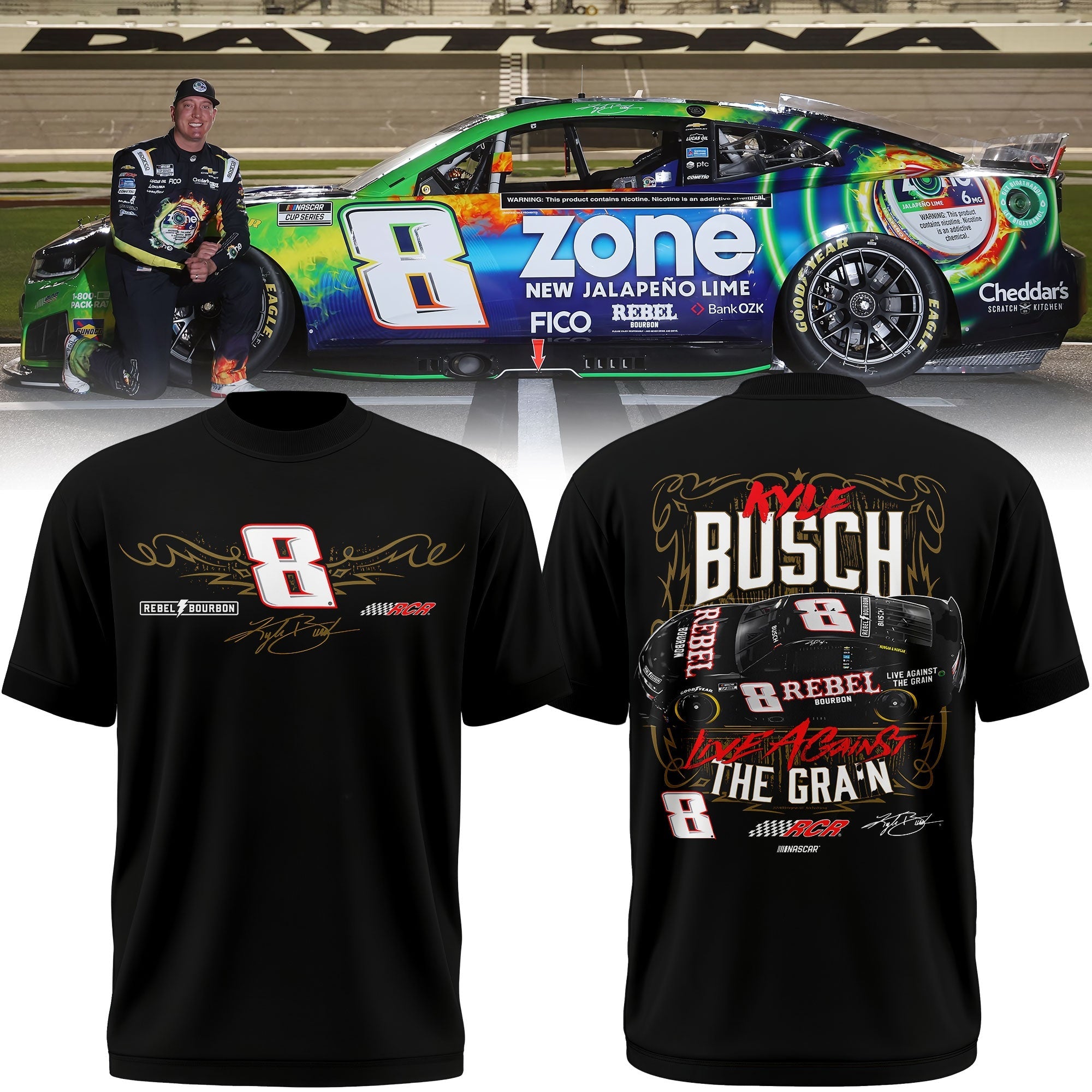 ..Kyle Busch #8 REBEL Black Shirt
