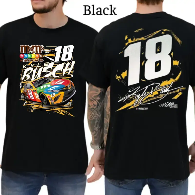 Kyle Busch Tshirt, Nascar Tshirt, Racing Tshirt, All Star Nascar Tshirt, Classic Soft Cotton Crewneck T-Shirt 2 Sides Tee