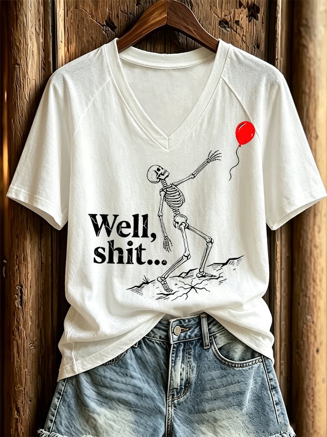 Women's Halloween Well, shit... Printed Casual Short-Sleeve T-Shirt