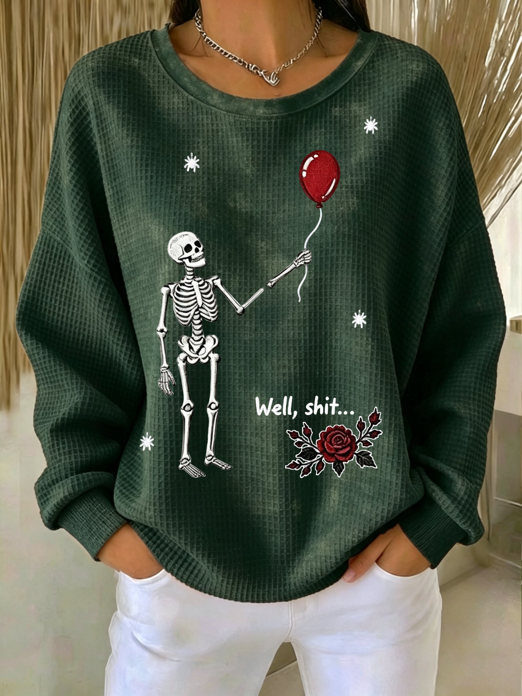 Women's Retro Halloween Well, Shit... Printed Sweatshirt