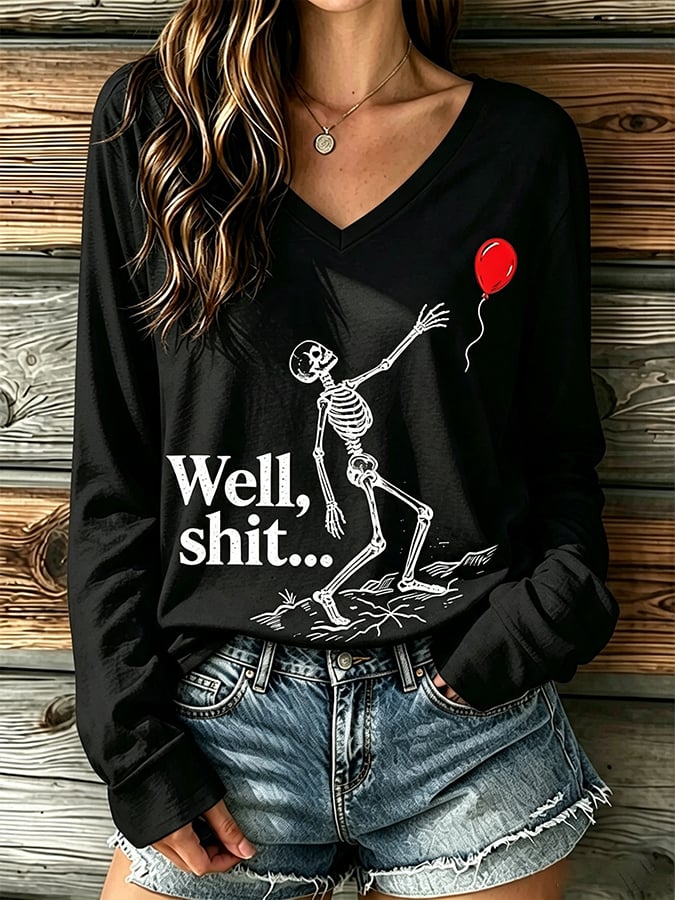 Women's Retro Halloween Well, shit... Print T-Shirt