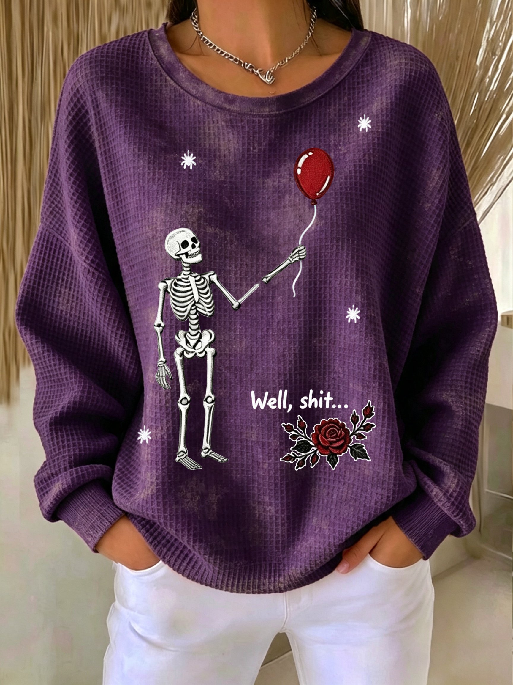 Women's Retro Halloween Well, Shit... Printed Sweatshirt