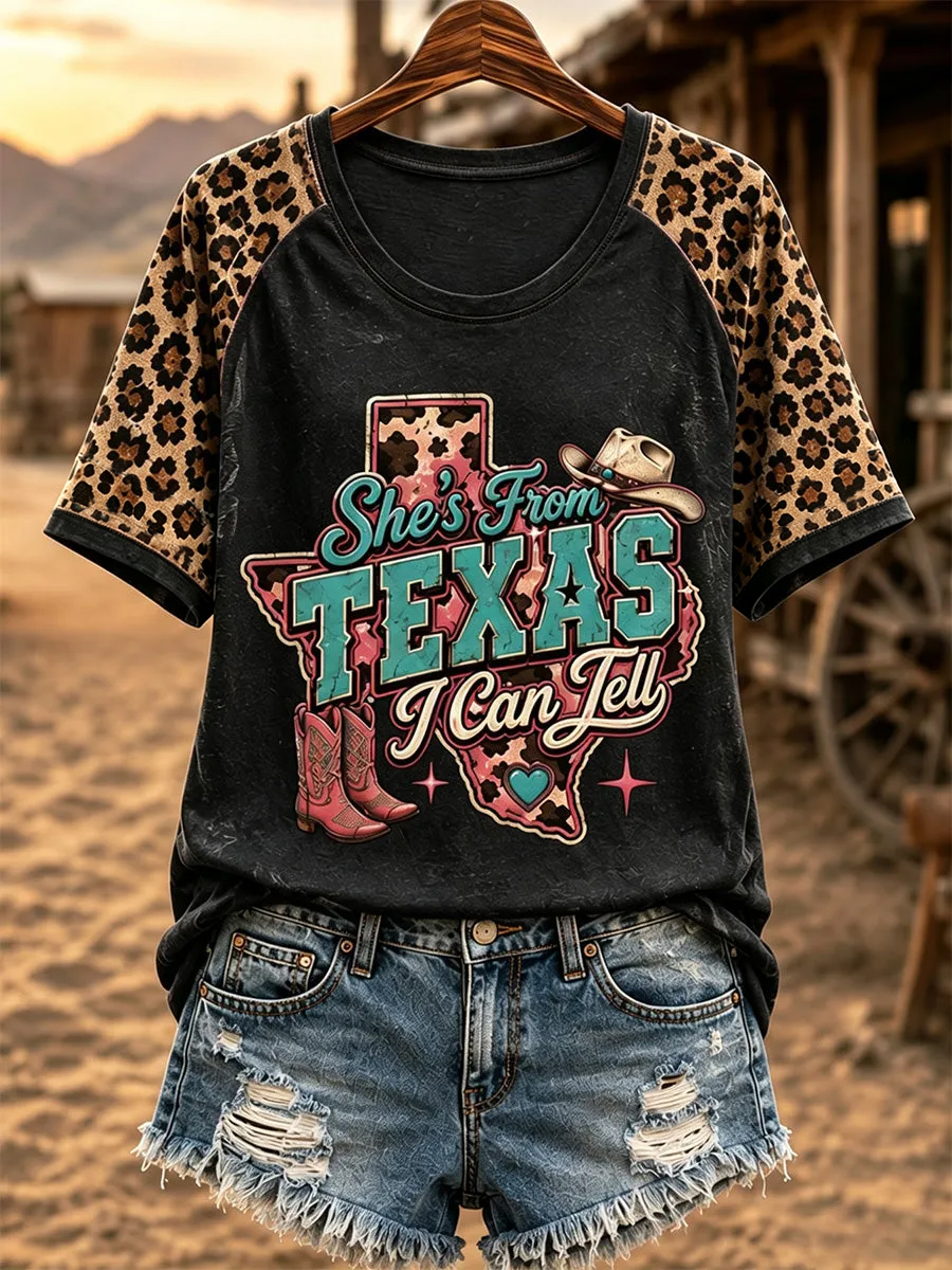 Women's She's From Texas I Can Tell Print Casual Tee