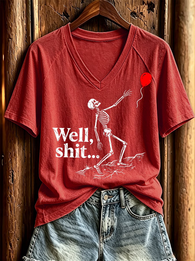Women's Halloween Well, shit... Printed Casual Short-Sleeve T-Shirt