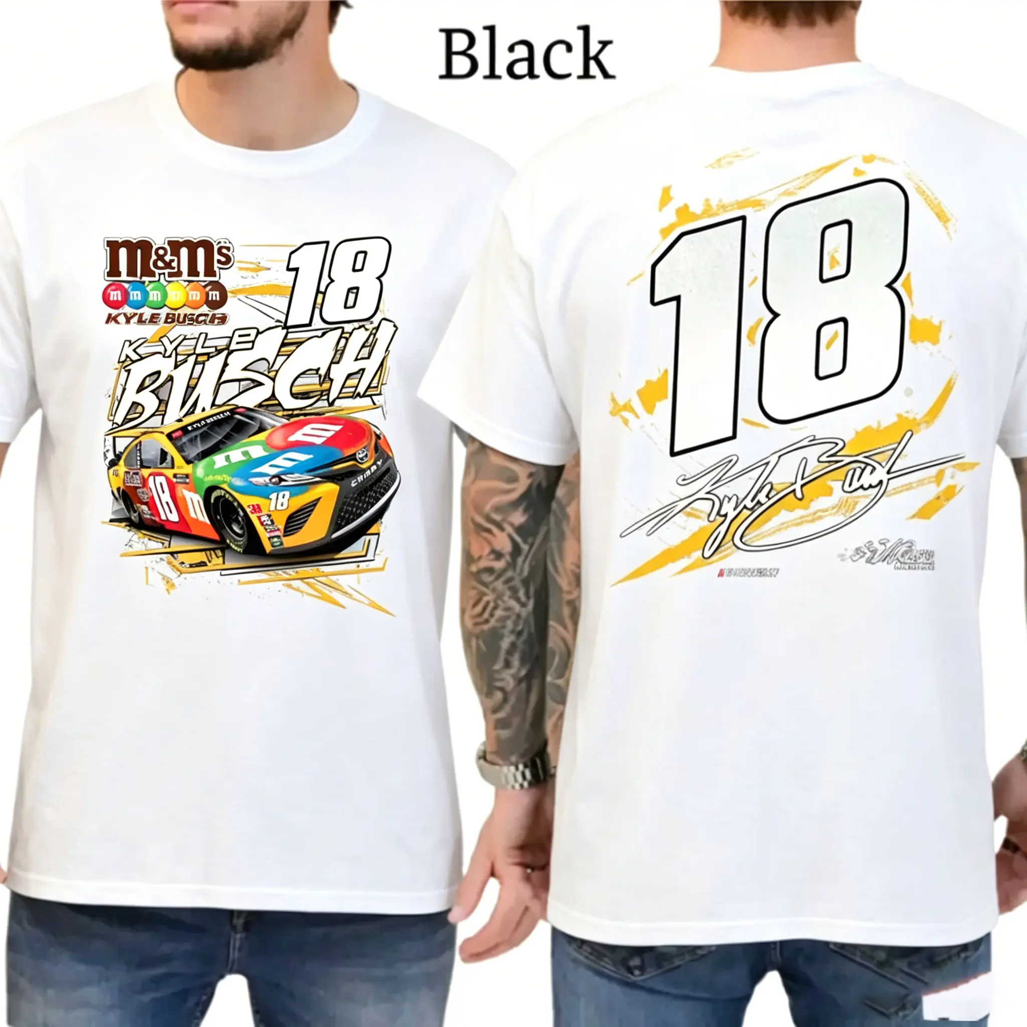 Kyle Busch Tshirt, Nascar Tshirt, Racing Tshirt, All Star Nascar Tshirt, Classic Soft Cotton Crewneck T-Shirt 2 Sides Tee