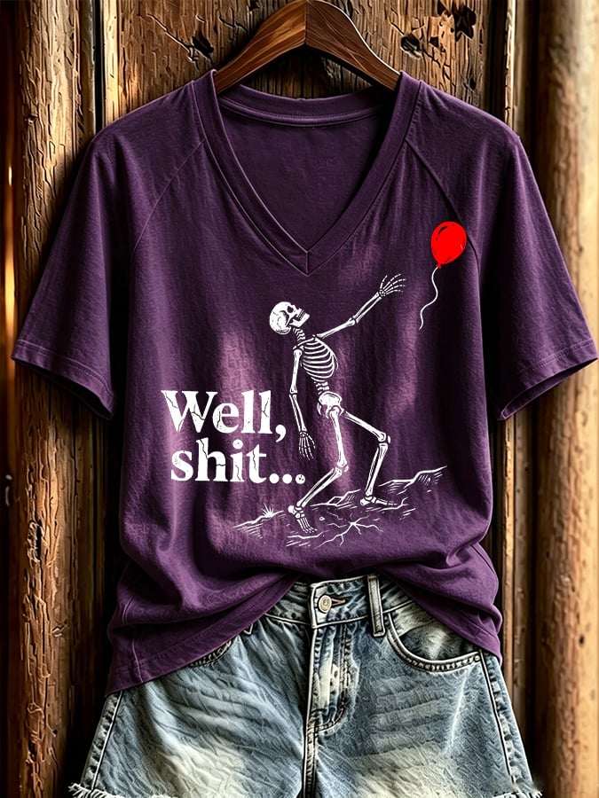 Women's Halloween Well, shit... Printed Casual Short-Sleeve T-Shirt