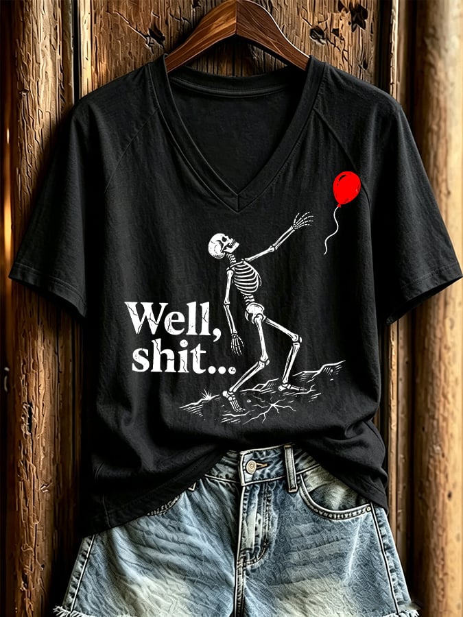 Women's Halloween Well, shit... Printed Casual Short-Sleeve T-Shirt
