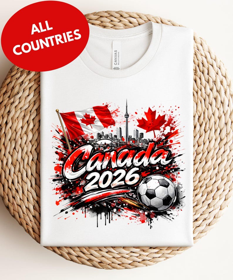 Canada 2026 Soccer Shirt, Canada Fan Tee, Matching Family Shirts, Kids & Adults Football Shirt, Canada Flag Futbol Gift