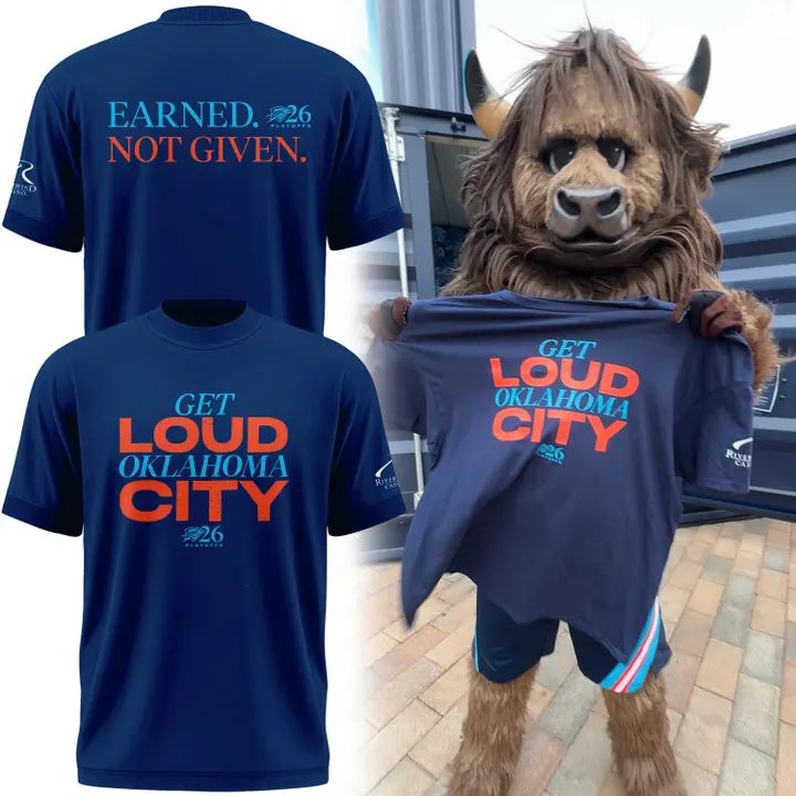 Exclusive Version 2026 Playoffs Oklahoma City Thunder T-Shirt “GET LOUD OKLAHOMA CITY” for fans.