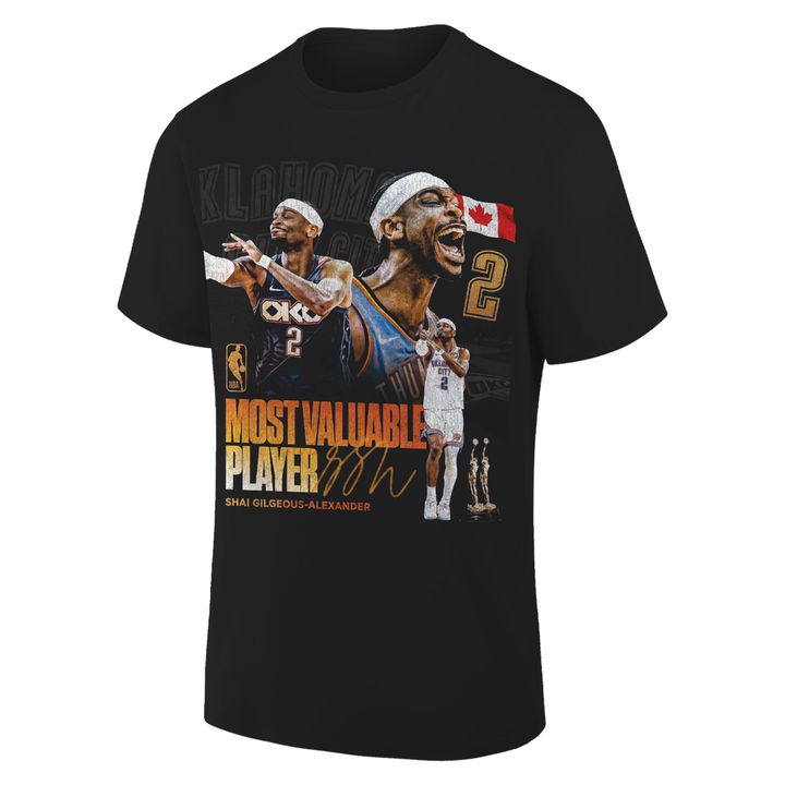 OKC Thunder 2026 MVP Back 2 Back Signature Black T-shirt