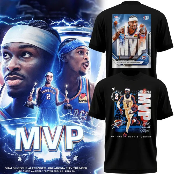OKC Thunder Shai Gilgeous-Alexander 2026 MVP Back2Back Limited Shirt v2