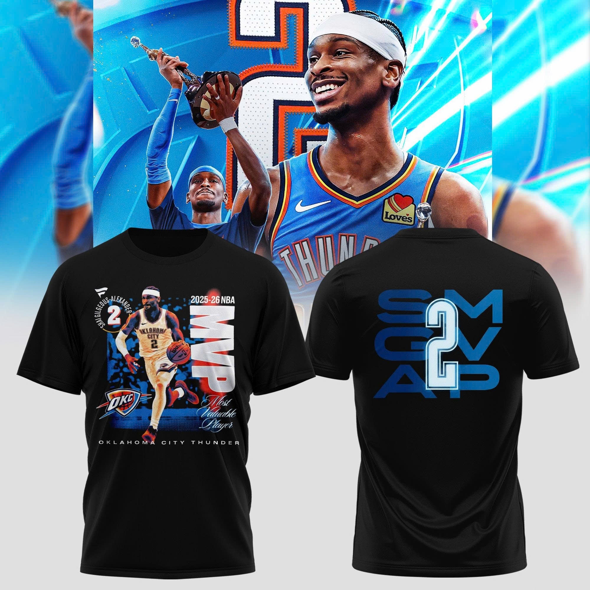 .OKC Thunder Shai Gilgeous-Alexander 2026 MVP Back2Back Limited Shirt
