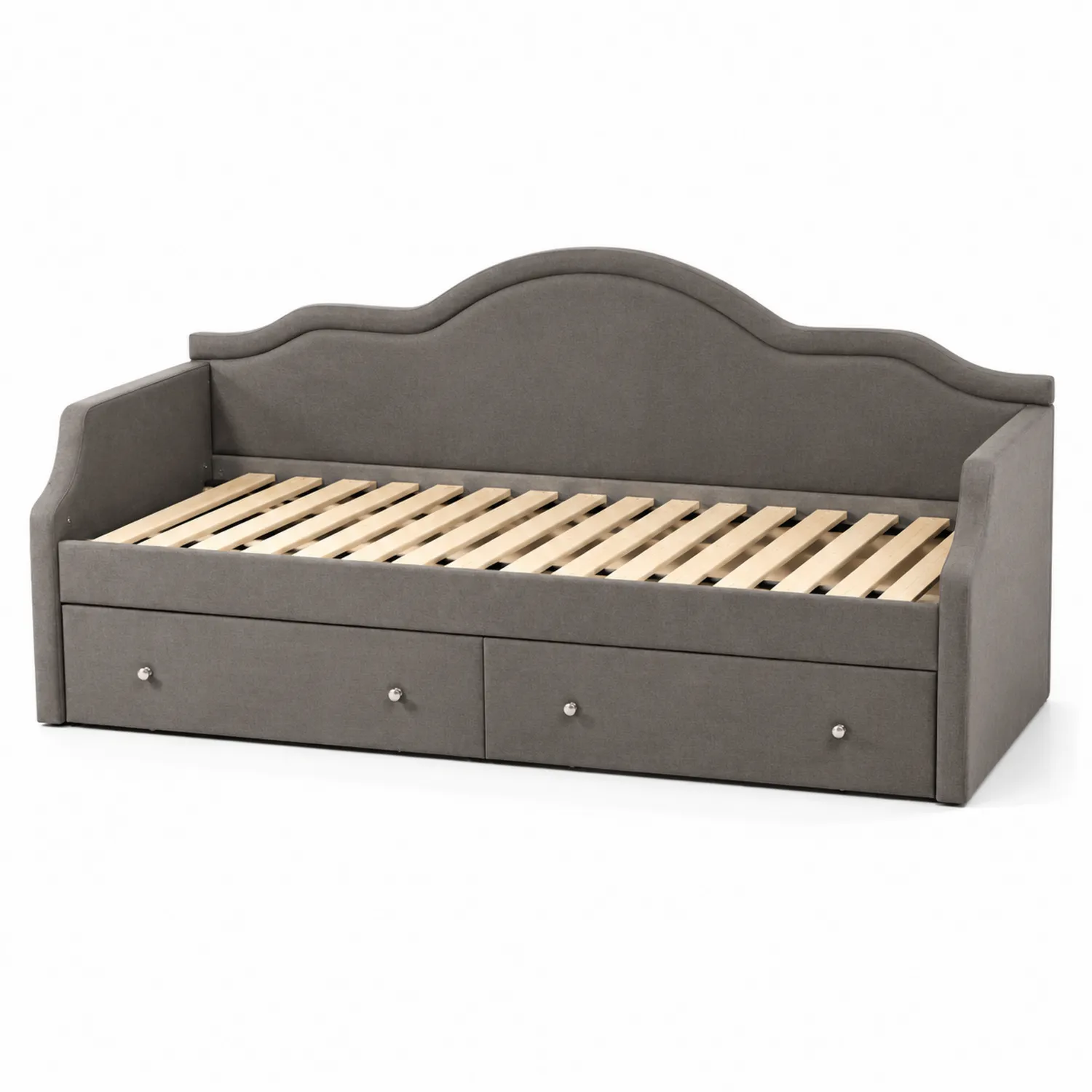Divano Letto Tessuto Grigio con Cassetti-Elqironix