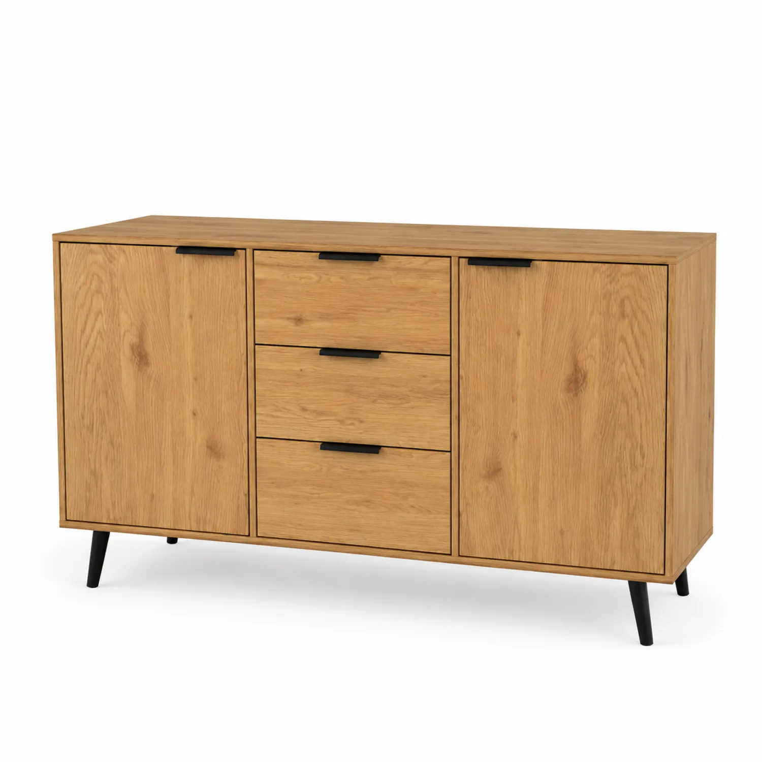 Credenza in legno di quercia con 3 cassetti e 2 porte-Elqironix