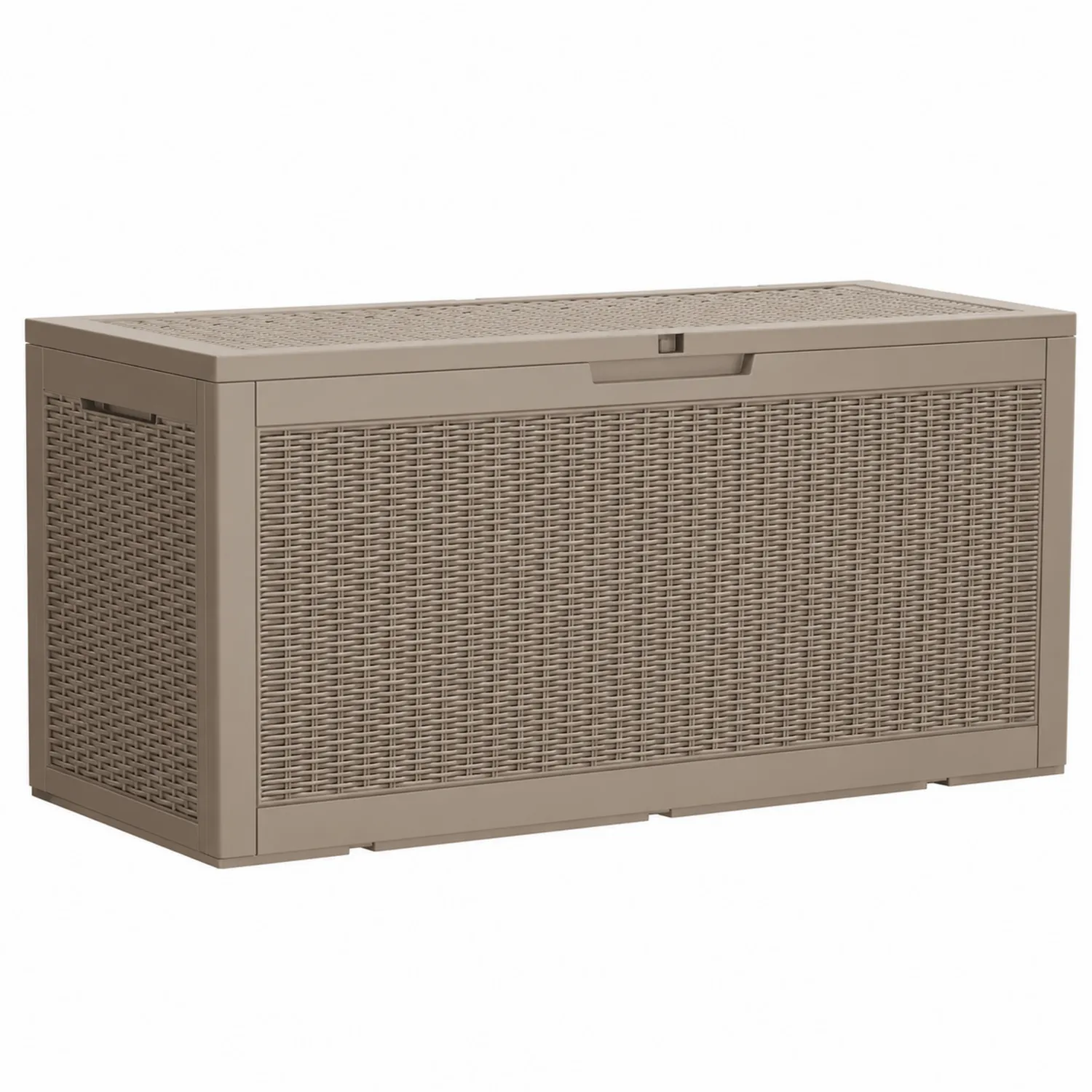 Cassapanca in Resina Marrone con Effetto Rattan-Elqironix