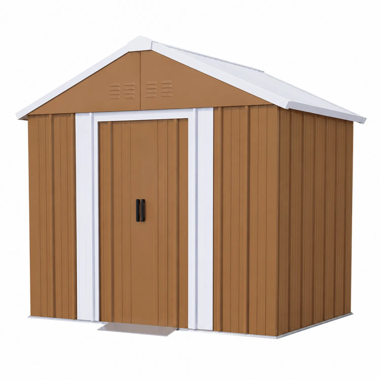 Capanno in Metallo Marrone con Lamiera d'Acciaio Zincato 213x130x173 cm-Elqironix