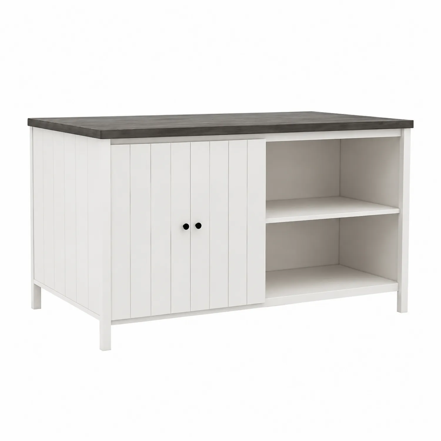 Isola cucina in legno MDF e massiccio bianca e grigia-Elqironix
