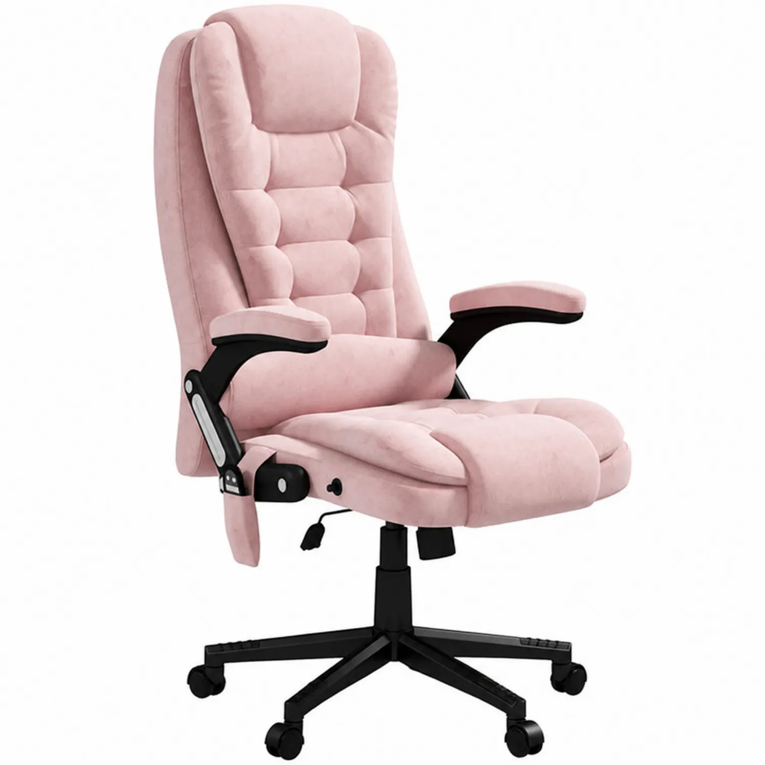 Sedia da ufficio in velluto con braccioli Rosa-Elqironix