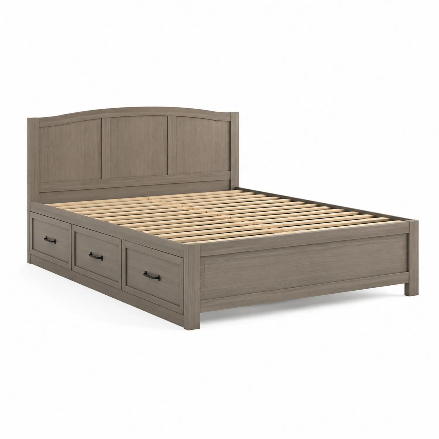 Letto in legno di pino con cassetti e testiera grigio 200x160x100 cm-Elqironix
