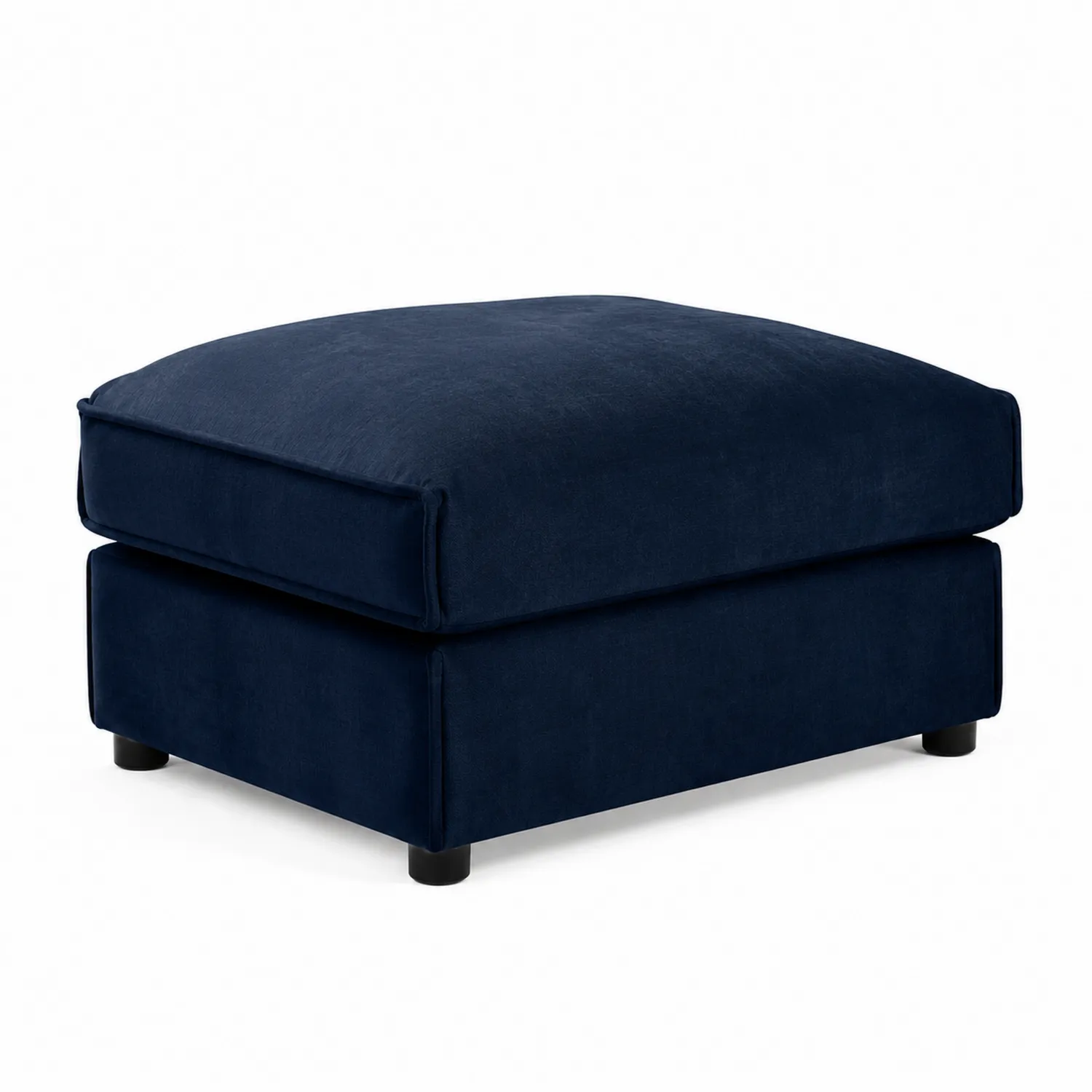 Pouf quadrato in velluto blu-Elqironix