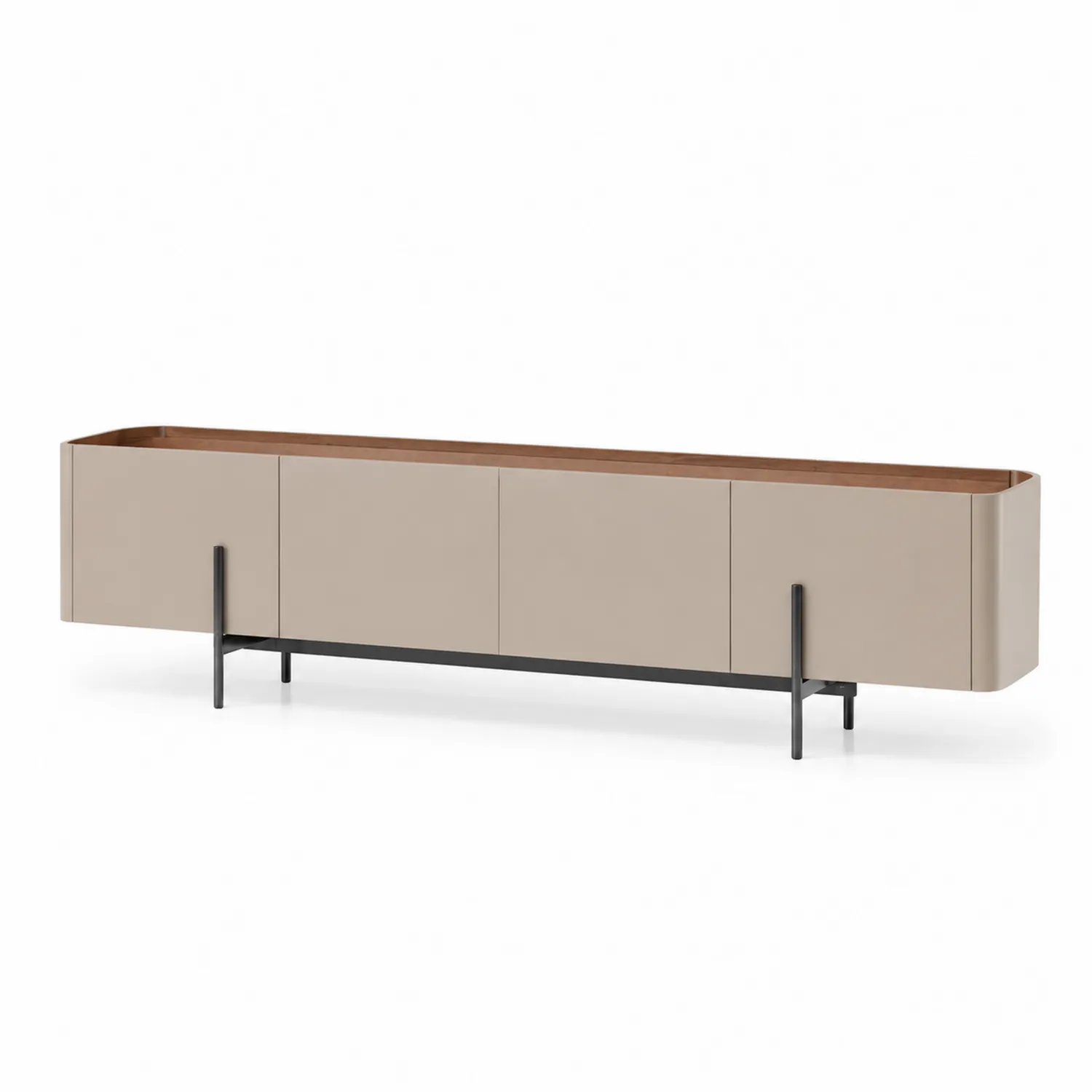 Mobile TV in MDF Beige con Gambe in Metallo Verniciato-Elqironix