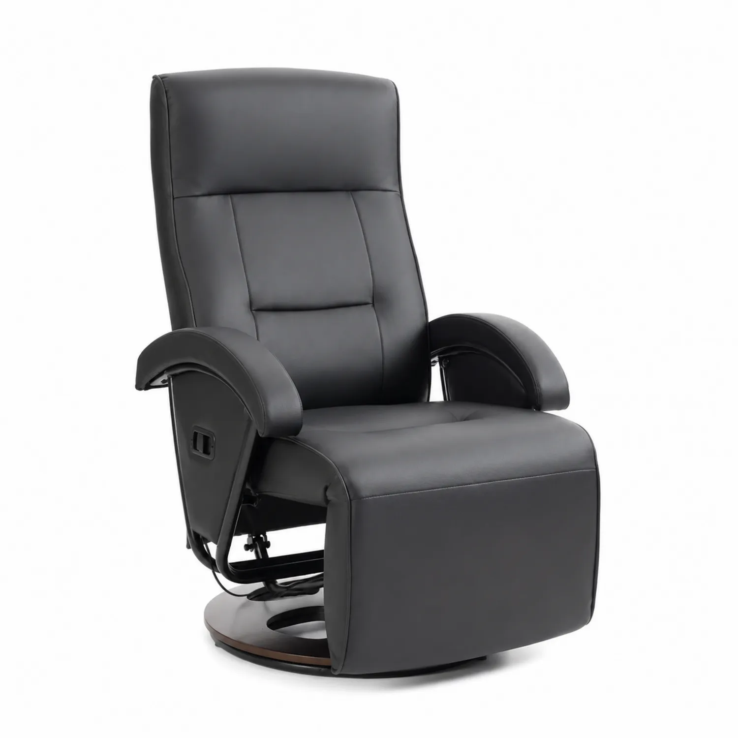 Poltrona reclinabile in pelle sintetica nera con funzione girevole 110 cm-Elqironix