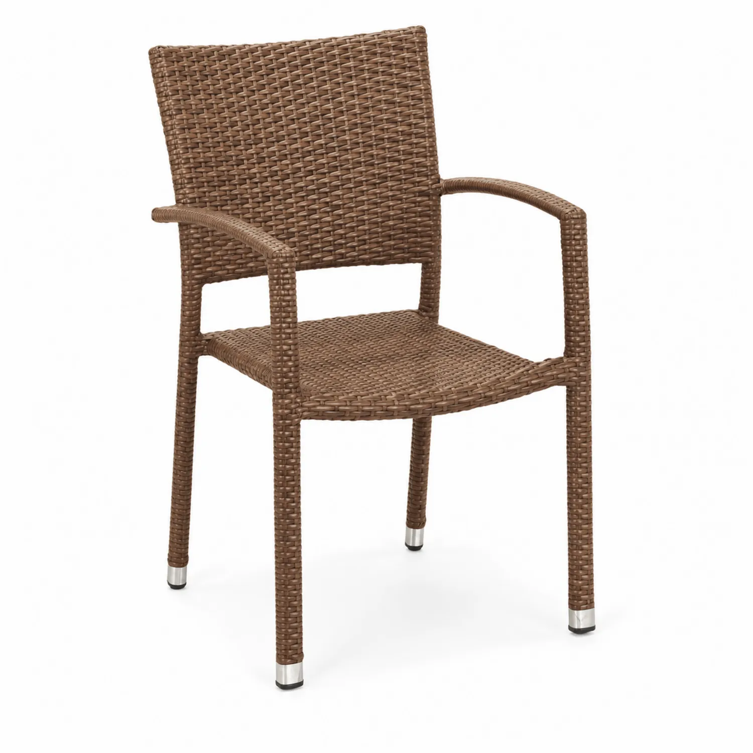 Sedia in rattan marrone con struttura in acciaio-Elqironix