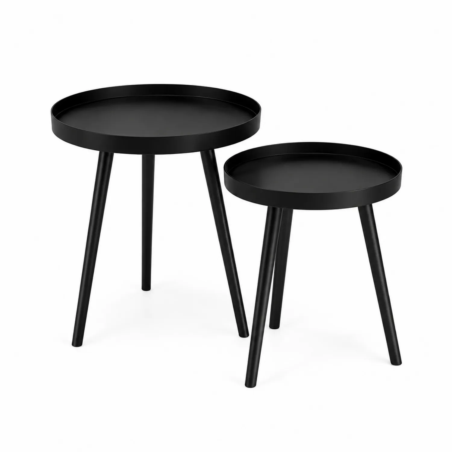Set di tavolini rotondi in metallo nero, diametro 50/40 cm-Elqironix