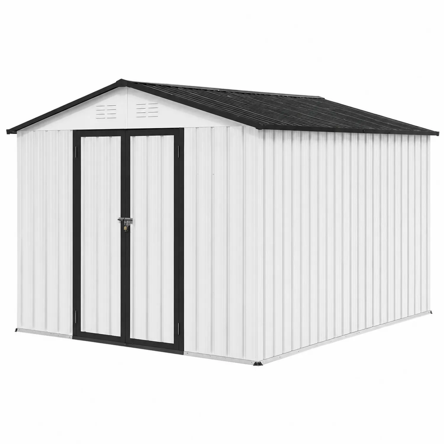 Capanno portaoggetti in metallo bianco e nero 300x400x200 cm-Elqironix