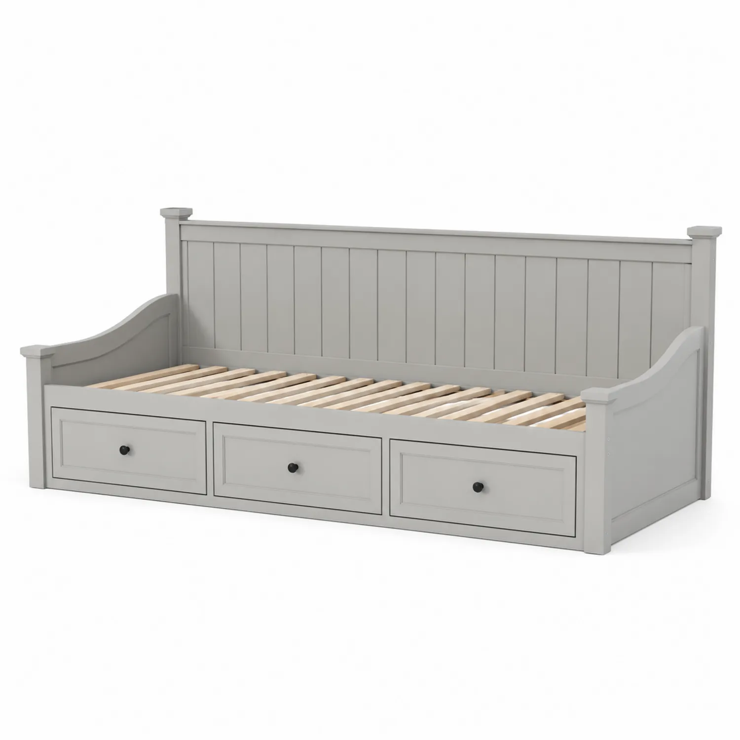 Letto contenitore in legno con cassetti grigio 200x90 cm-Elqironix