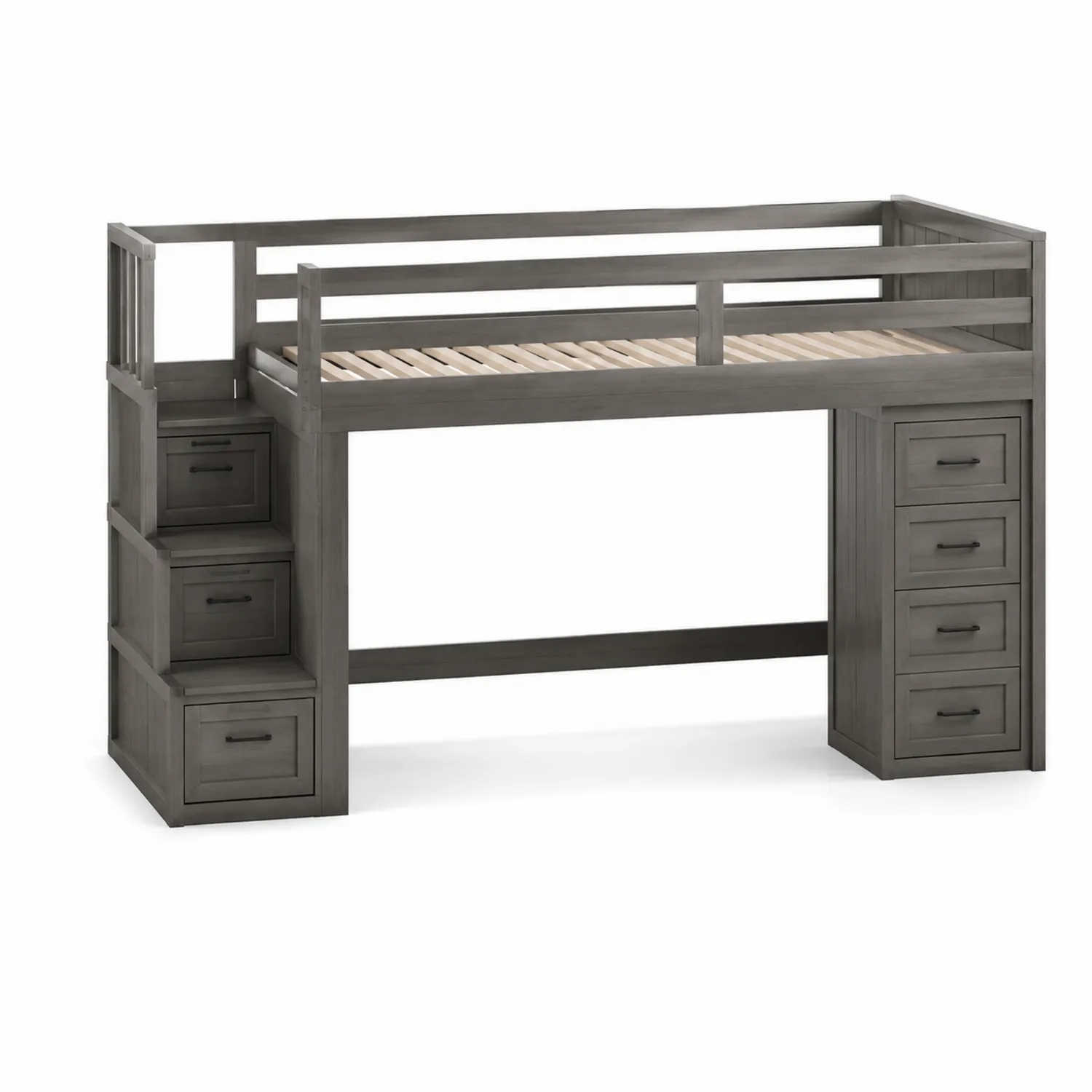 Letto a soppalco in legno con cassetti e scaletta-Elqironix