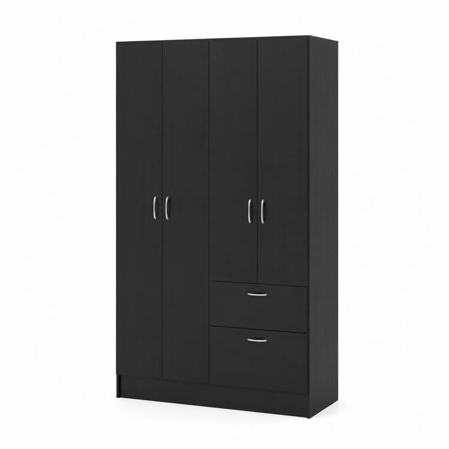 Armadio nero 3 ante 2 cassetti in MDF 180x120x50 cm-Elqironix