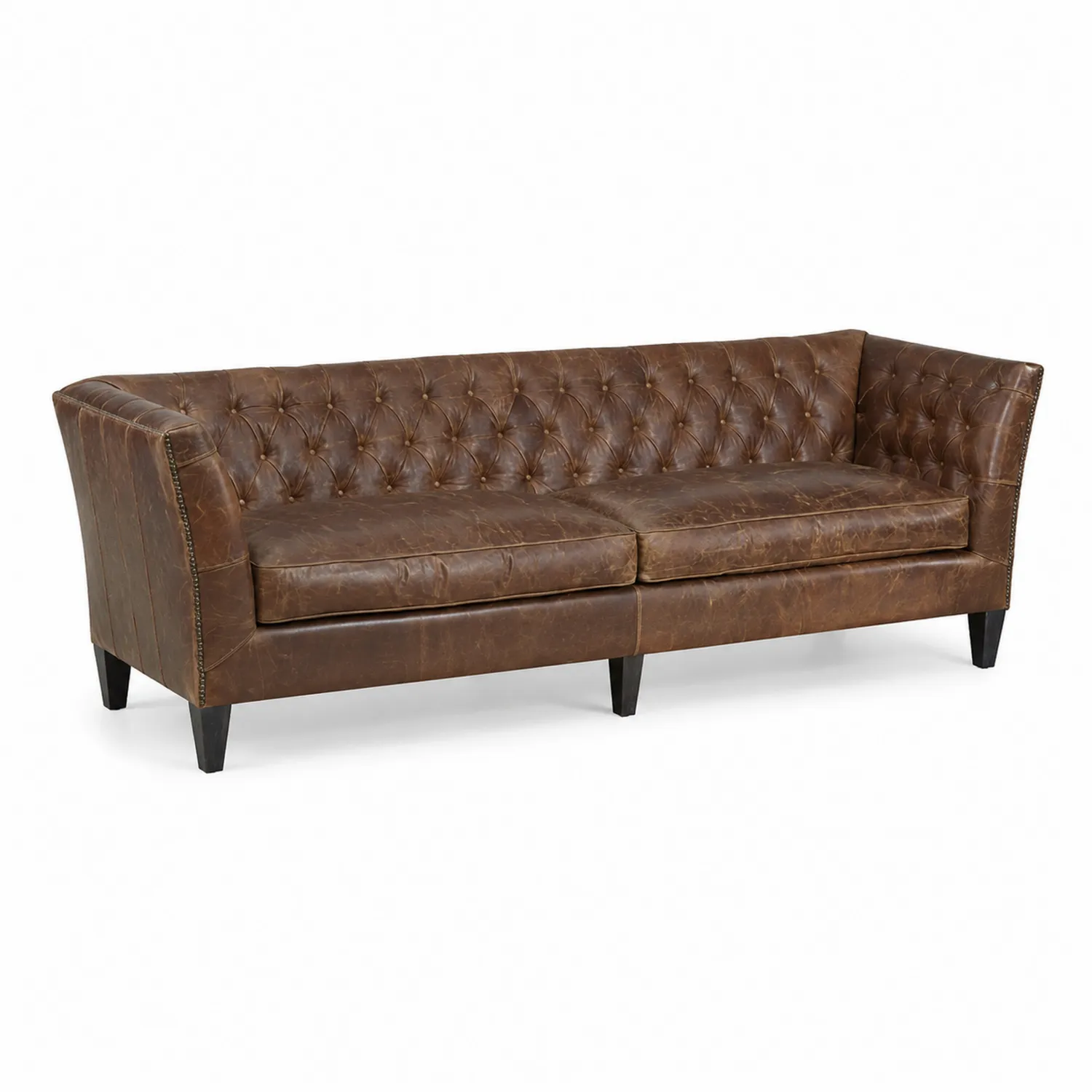 Divano in pelle bovina marrone 3 posti-Elqironix