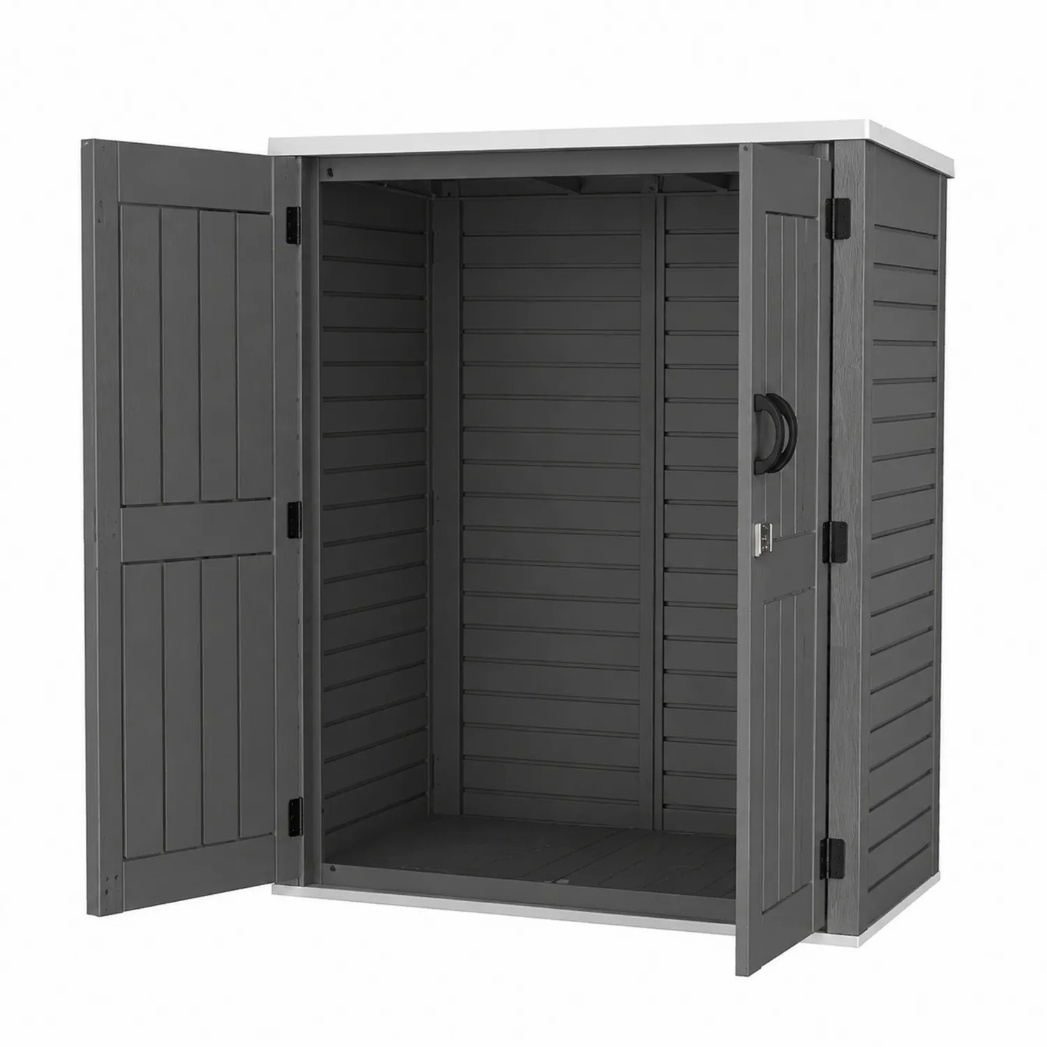 Armadio da Giardino a Doppia Anta in Plastica Grigio 140x100x160 cm-Elqironix
