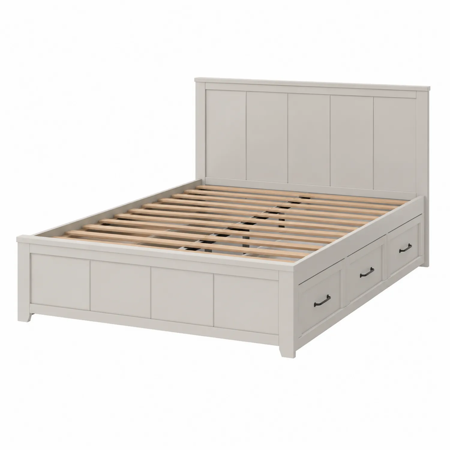 Letto matrimoniale in legno con cassetti Beige 200x160 cm-Elqironix