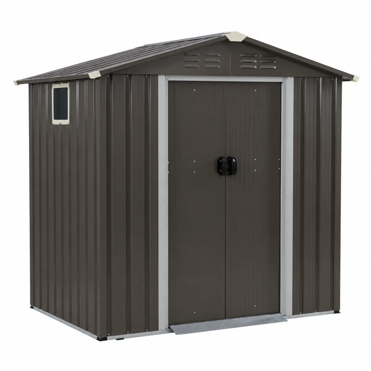 Capanno da giardino in metallo con porta doppia e finestra-Elqironix