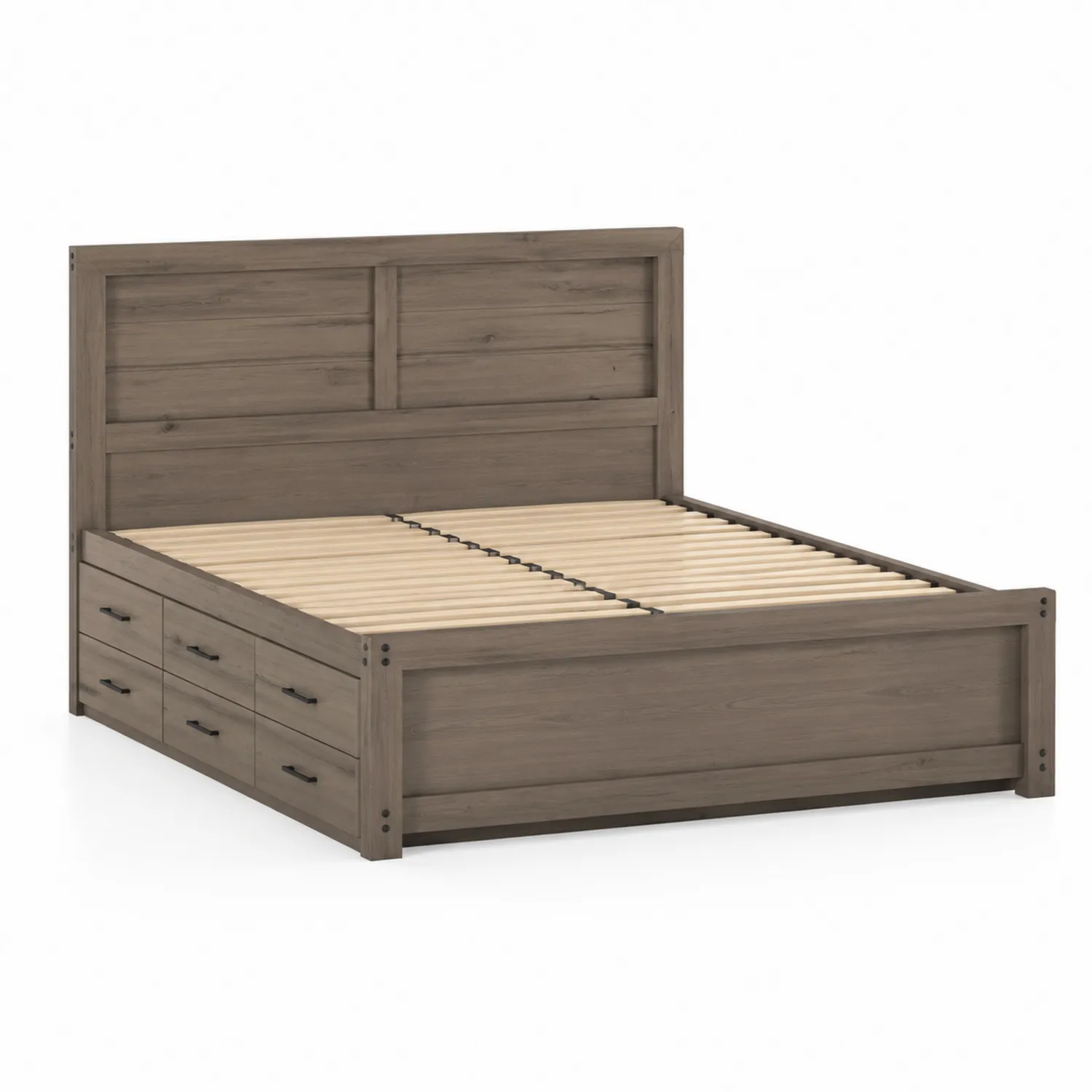 Letto Matrimoniale in Legno con Cassetti 200x160 cm-Elqironix