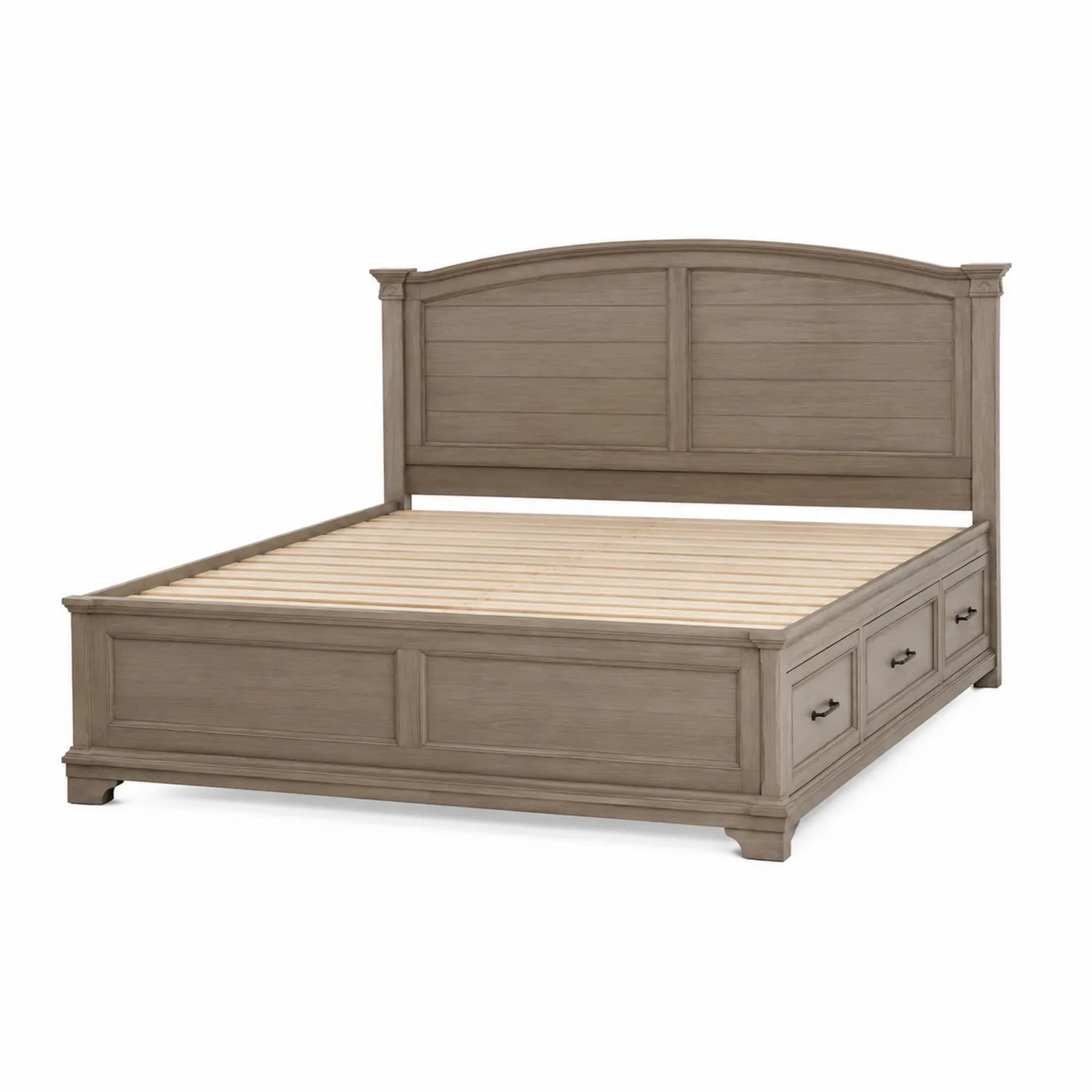 Letto Matrimoniale in Legno con Cassetti Grigio-Elqironix
