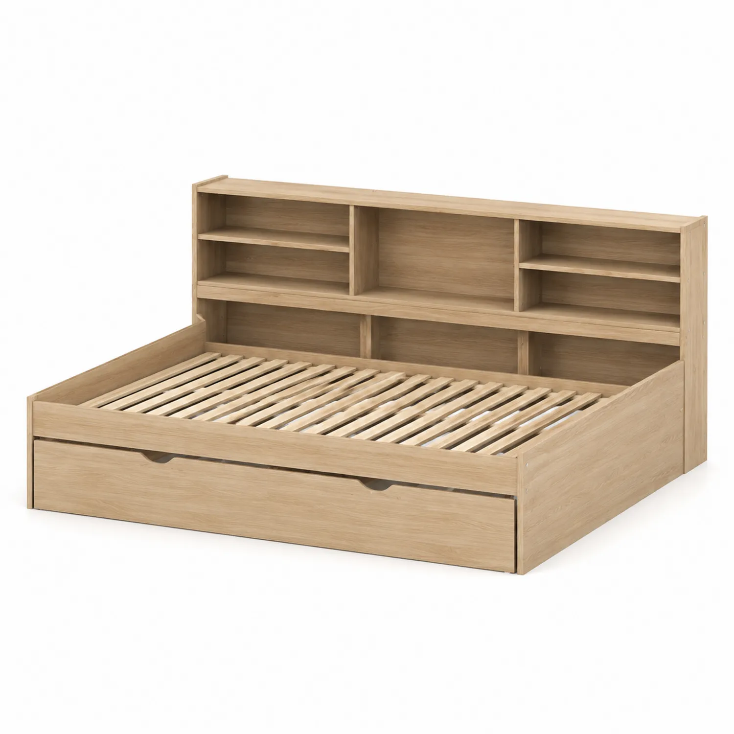Letto singolo in legno massello con mensole e cassetto 200x90 cm-Elqironix