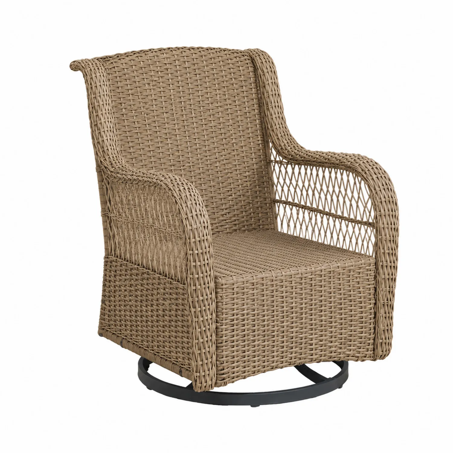 Poltrona Girevole in Rattan Sintetico Marrone-Elqironix