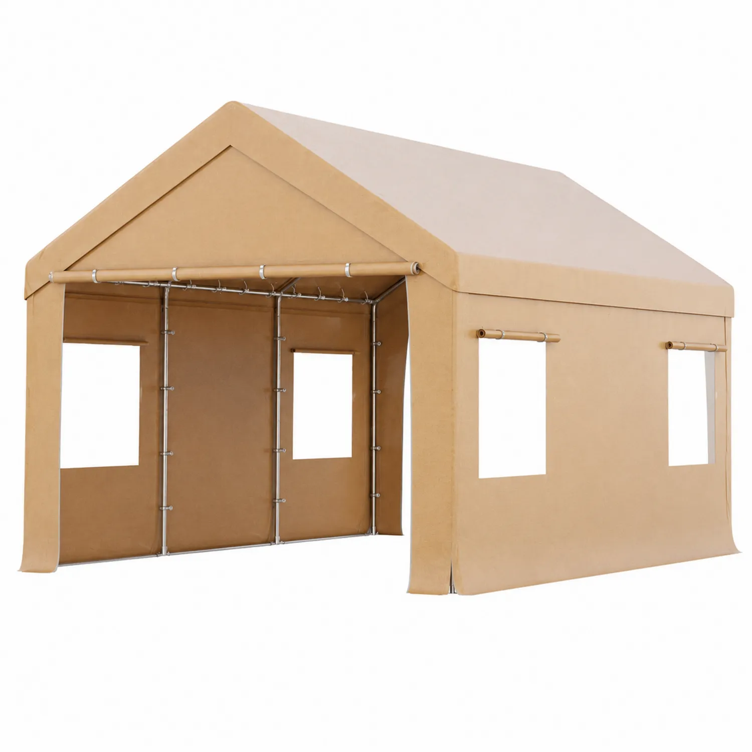 Tenda per auto in acciaio e poliestere 300x400x250 cm Beige-Elqironix