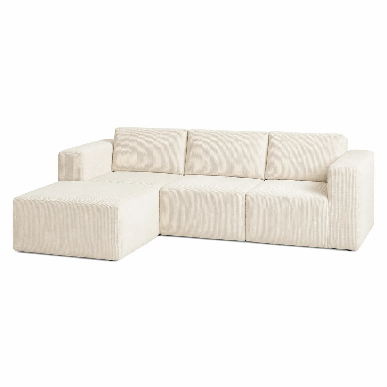 Divano modulare angolare 3 posti in tessuto a coste Beige-Elqironix