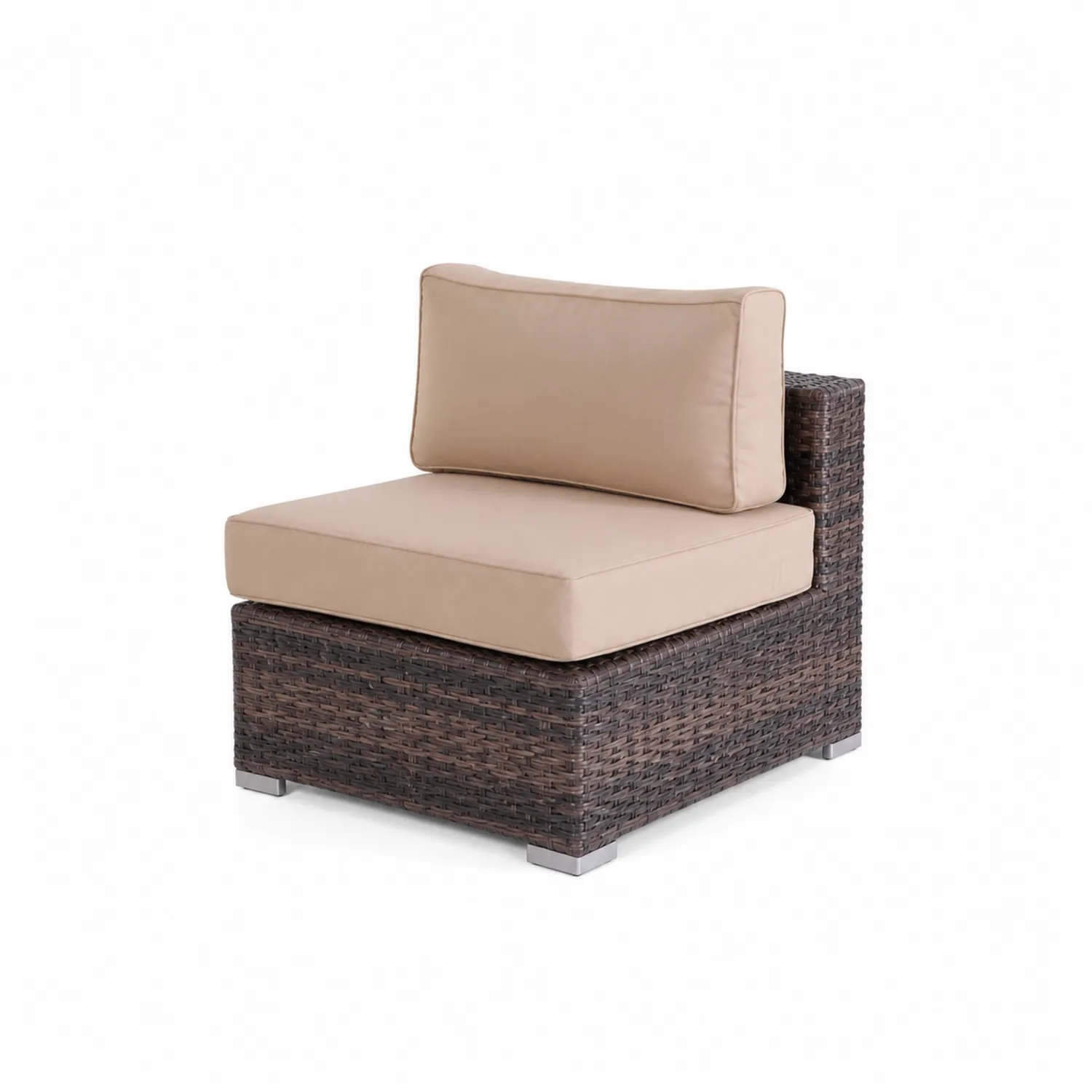 Poltrona da Esterno in Rattan con Cuscini in Poliestere Beige-Elqironix
