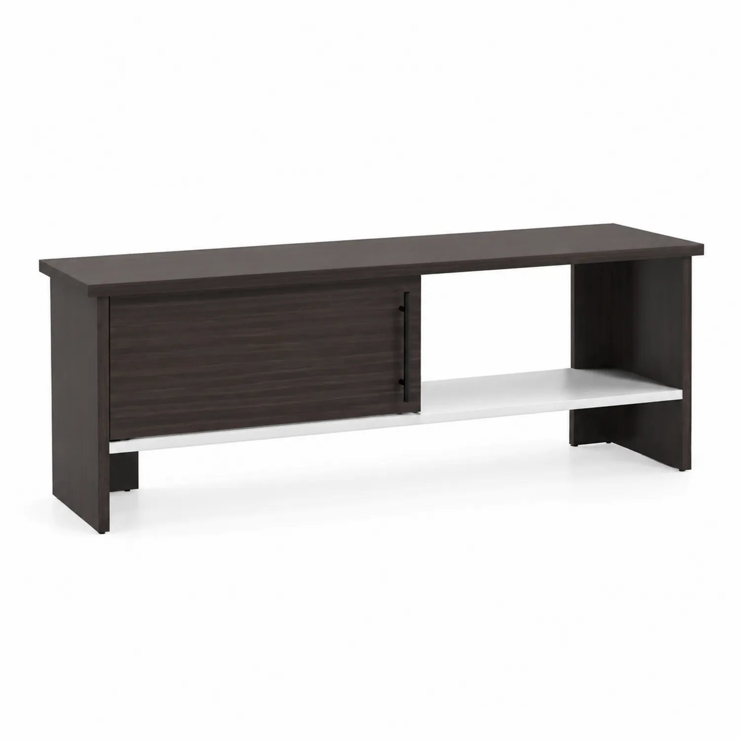 Mobile TV in legno MDF marrone scuro con ripiano bianco-Elqironix