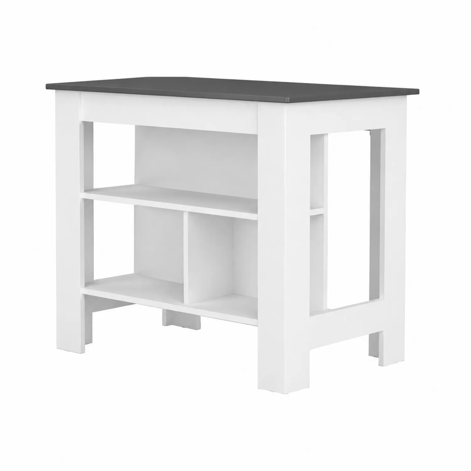 Isola da cucina in MDF bianca e nera con scaffali 100x60x90 cm-Elqironix