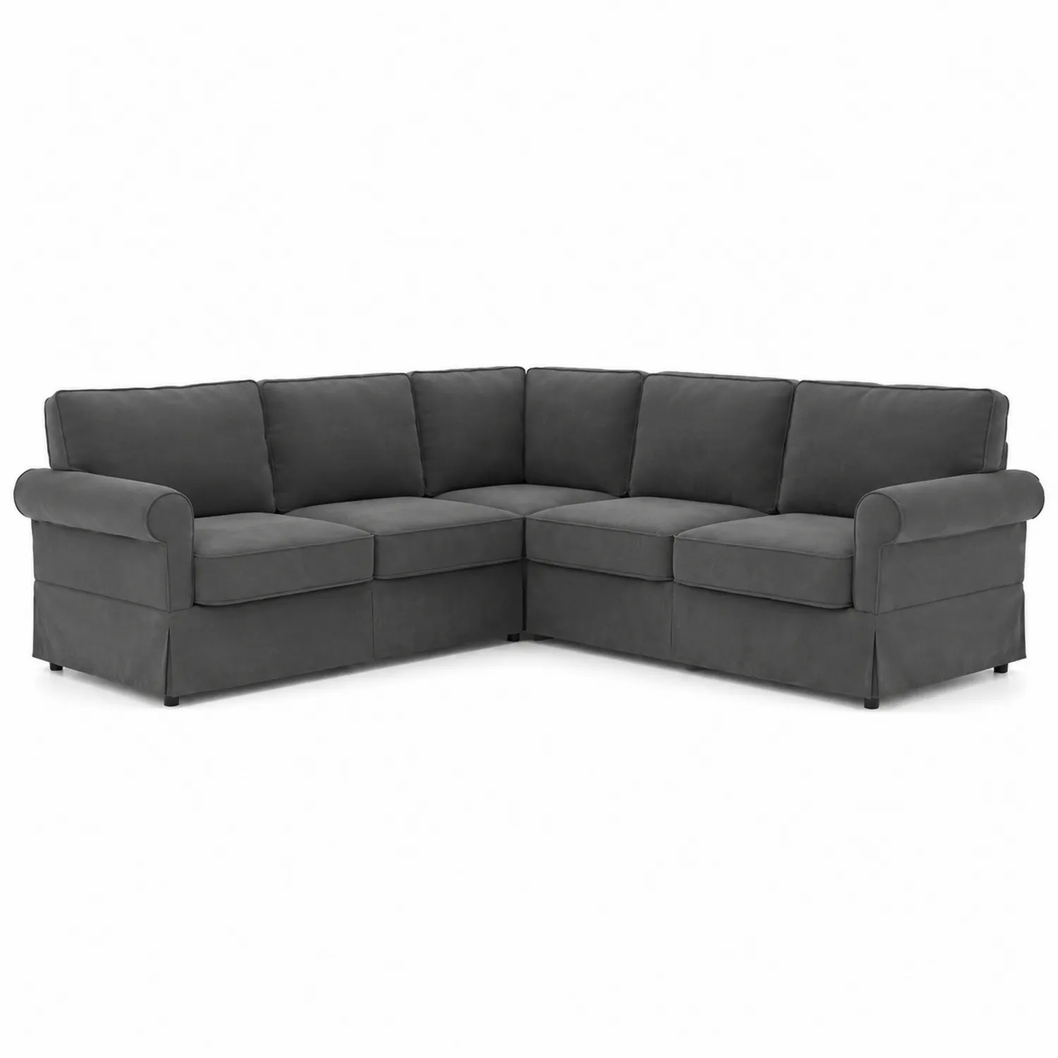 Divano angolare in tessuto grigio scuro-Elqironix