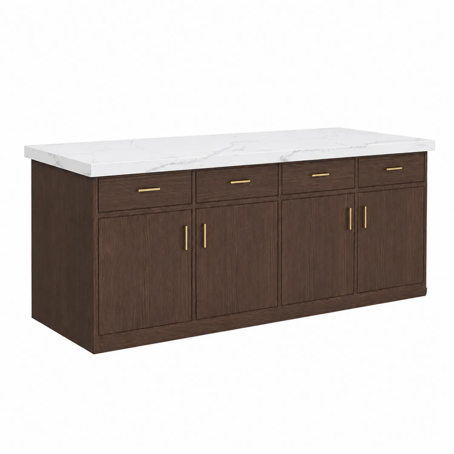Isola cucina in legno con piano in marmo bianco-Elqironix