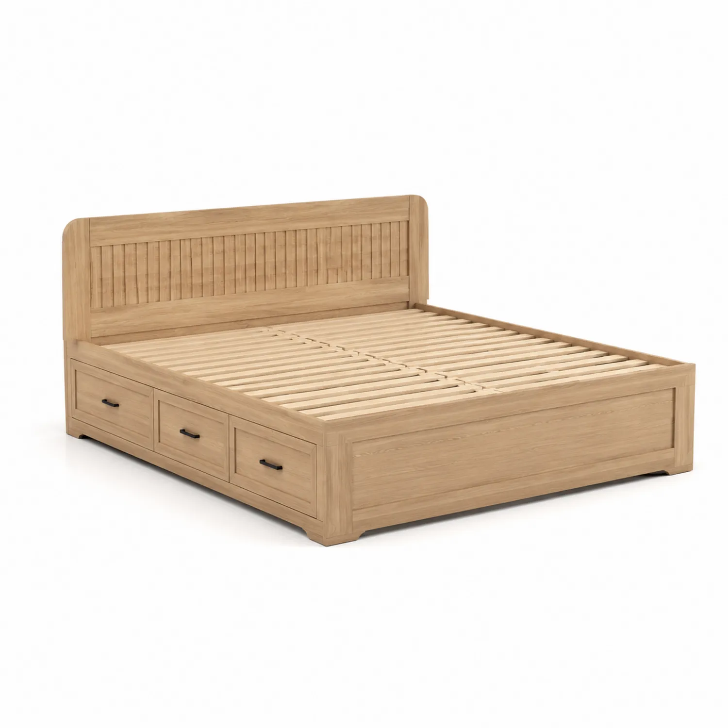 Letto Matrimoniale con Cassetti in Legno di Quercia-Elqironix