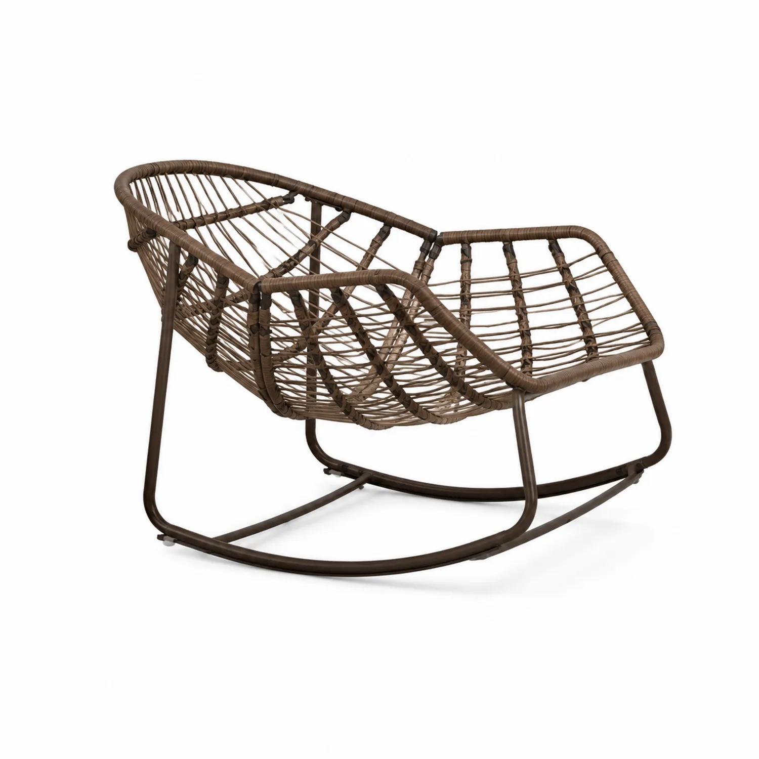 Sedia a dondolo in rattan sintetico e acciaio Marrone-Elqironix