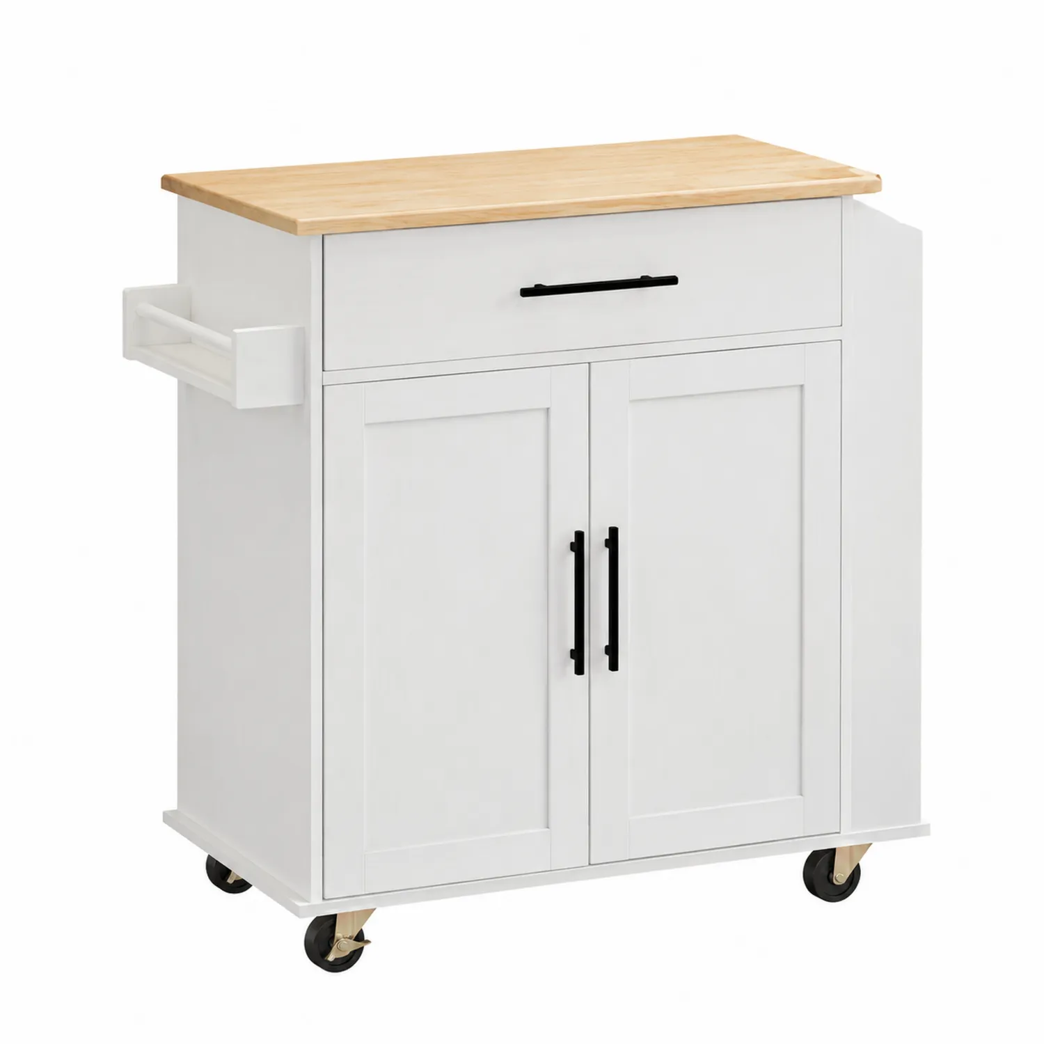Carrello Cucina in MDF con Superficie in Legno di Gomma-Elqironix